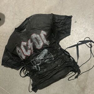 AC/DC Black Graphic chest plate top